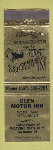 Matchbook Cover - Glen Motor Inn Watkins Glen NY WORN