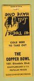 Matchbook Cover - The Copper Bowl Los Angeles CA Shuffleboard BOBTAIL