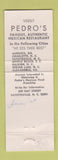 Matchbook Cover - Pedro's Mexican Food Fayetteville NC WEAR GREEN