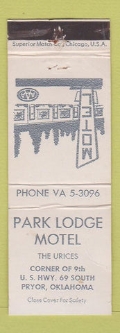 Matchbook Cover - Park Lodge Motel Pryor OK WORN