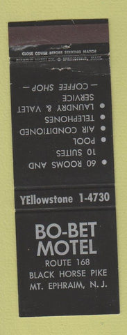 Matchbook Cover - Bo Bet Motel Mount Ephraim NJ WORN
