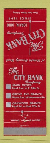 Matchbook Cover - The City Bank Lorain OH WORN