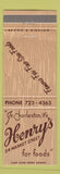 Matchbook Cover - Henry's Restaurant Charleston SC? WEAR
