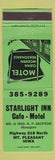 Matchbook Cover - Starlight Inn Cafe Motel Mount Pleasant IA GREEN WEAR