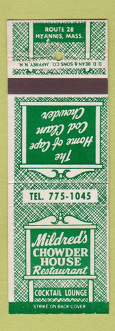 Matchbook Cover - Mildred's Chowder House Hyannis MA Cape Cod