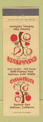 Matchbook Cover - Casa De Fruta Hollister CA