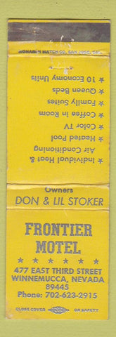 Matchbook Cover - Frontier Motel Winnemucca NV WORN