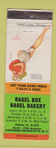Matchbook Cover - Bagel Box Bagel Bakery Jackson Heights NY pinup WORN