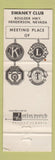 Matchbook Cover - Swanky Club Henderson NV Lions Club Kiwanis WEAR
