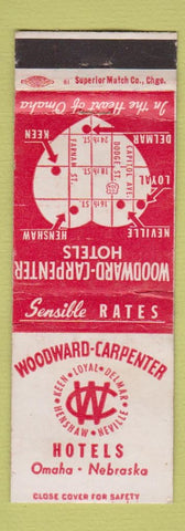 Matchbook Cover - Woodward Carpenter Hotels Omaha NE  WEAR