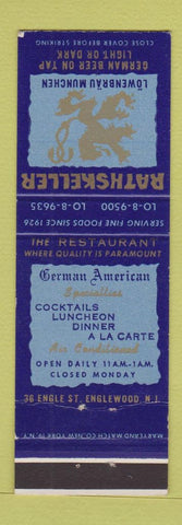 Matchbook Cover - Rathskeller German Beer Lowenbrau Englewood NJ