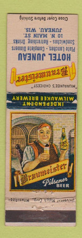 Matchbook Cover - Braumeister Beer Hotel Juneau WI WORN