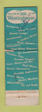 Matchbook Cover - Westinghouse  Appliances Booth's Bakersfield CA #2 BLUE POOR