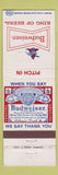 Matchbook Cover - Budweiser Beer King of Beers