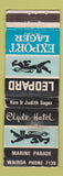Matchbook Cover - Leopard Export Lager New Zealand Clyde Hotel Wairoa WORN