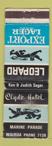 Matchbook Cover - Leopard Export Lager New Zealand Clyde Hotel Wairoa WORN