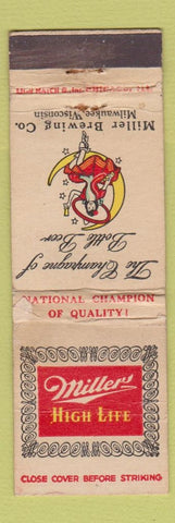 Matchbook Cover - Miller High Life Beer Milwaukee WI WORN girlie #2