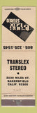 Matchbook Cover - Trans Lex Stero Bakersfield CA WEAR
