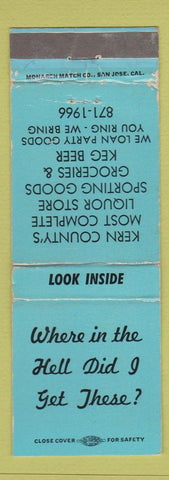 Matchbook Cover - Larry Murray's Derrick Liquors Bakersfield CA WEAR