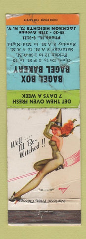 Matchbook Cover - Bagel Box Bakery Jackson Heights NY pinup POOR