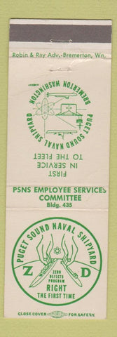 Matchbook Cover - Puget Sound Naval Shipyard Bremerton WA