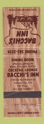 Matchbook Cover - Bacchi's Inn Tahoe City CA WEAR