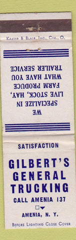 Matchbook Cover - Gilbert's General Trucking Amenia NY low phone # WEAR