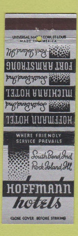 Matchbook Cover - Hoffman Hotels South Bend IN Rock Island IL