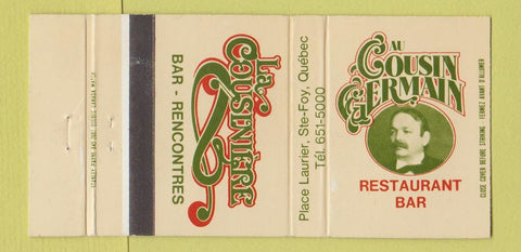 Matchbook Cover - Au Cousin Germain Restaurant Bar Ste Foy QC 30 Strike