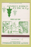 Matchbook Cover - JW Metz Lumber Aurora Colorado  40 Strike
