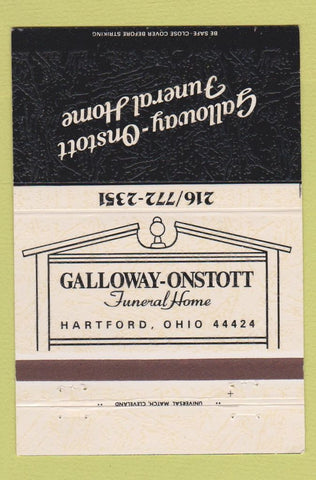Matchbook Cover - Galloway Onstott Funeral Home Hartford OH 40 Strike