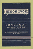 Matchbook Cover - Boat House Clam Oyster Bar New York City WEAR 40 Strike