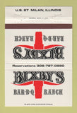 Matchbook Cover - Bixby's BBQ Ranch Milan IL 40 Strike