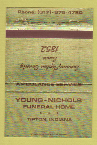 Matchbook Cover - Young Nichols Funeral Home Tipton IN 40 Strike