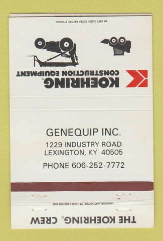 Matchbook Cover - Koehring Eqiupment Lexington KY 40 Strike