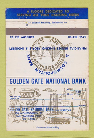 Matchbook Cover - Golden Gate National Bank San Francisco CA WEAR 40 Strike
