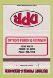 Matchbook Cover - Detroit Punch and Retainer Fraser MI 40 Strike
