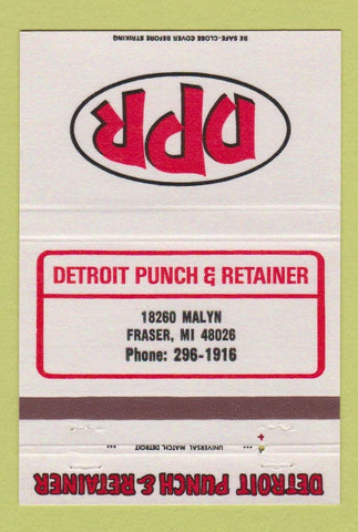 Matchbook Cover - Detroit Punch and Retainer Fraser MI 40 Strike