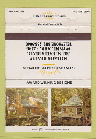 Matchbook Cover - Kingsberry Homes Holmes Real Estate Wynne AR 40 Strike