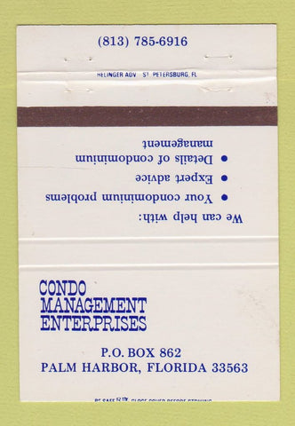 Matchbook Cover - Condo Management Enterprises Palm Harbor FL 40 Strike