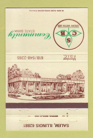Matchbook Cover - Community State Bank Salem IL 40 Strike