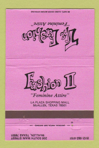Matchbook Cover - Fashion II Women's Clothes McAllen TX WEAR 40 Strike