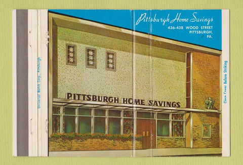 Matchbook Cover - Pittsburgh Home Savings Bank PA #3 40 Strike
