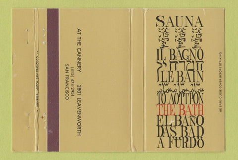 Matchbook Cover - Sauna San Francisco CA Shower Supply soap bath 40 Strike