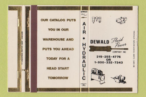 Matchbook Cover - Dewald Fluid Poower Tools 40 Strike