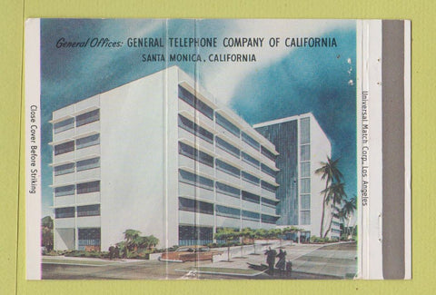 Matchbook Cover - General Telephone Company Santa Monica CA 40 Strike