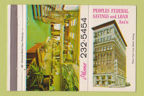 Matchbook Cover - Peoples Federal Savings & Loan Wheeling WV 40 Strike