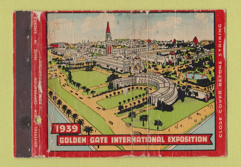 Matchbook Cover - 1939 Golden Gate Expo San Francisco CA WORN 40 Strike