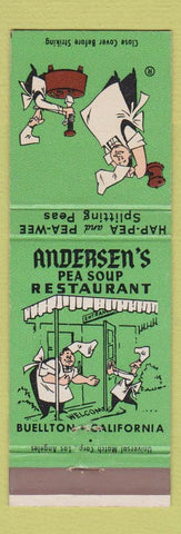 Matchbook Cover - Andersen's Pea Soup Buellton CA #1 ALL GREEN