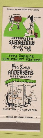 Matchbook Cover - Andersen's Pea Soup Buellton CA #3 UNIVERSAL MATCH WHITE